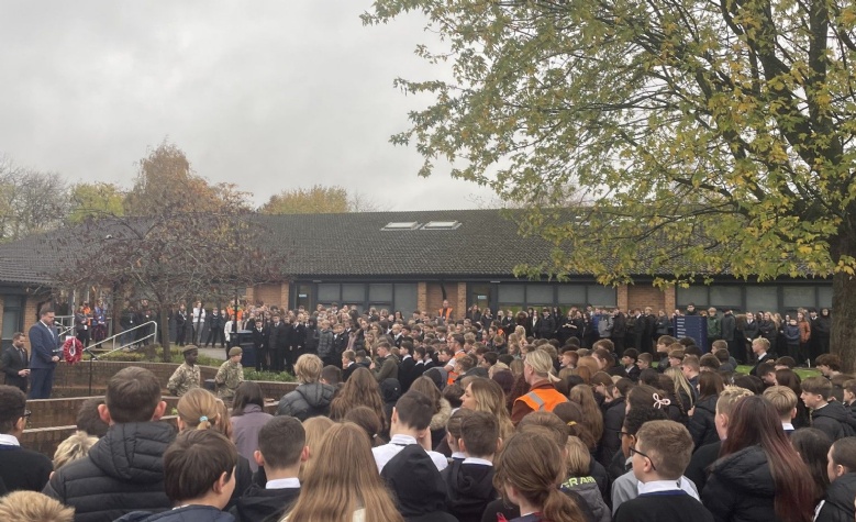 Students and staff at Eckington School attend Armistice Day ceremony